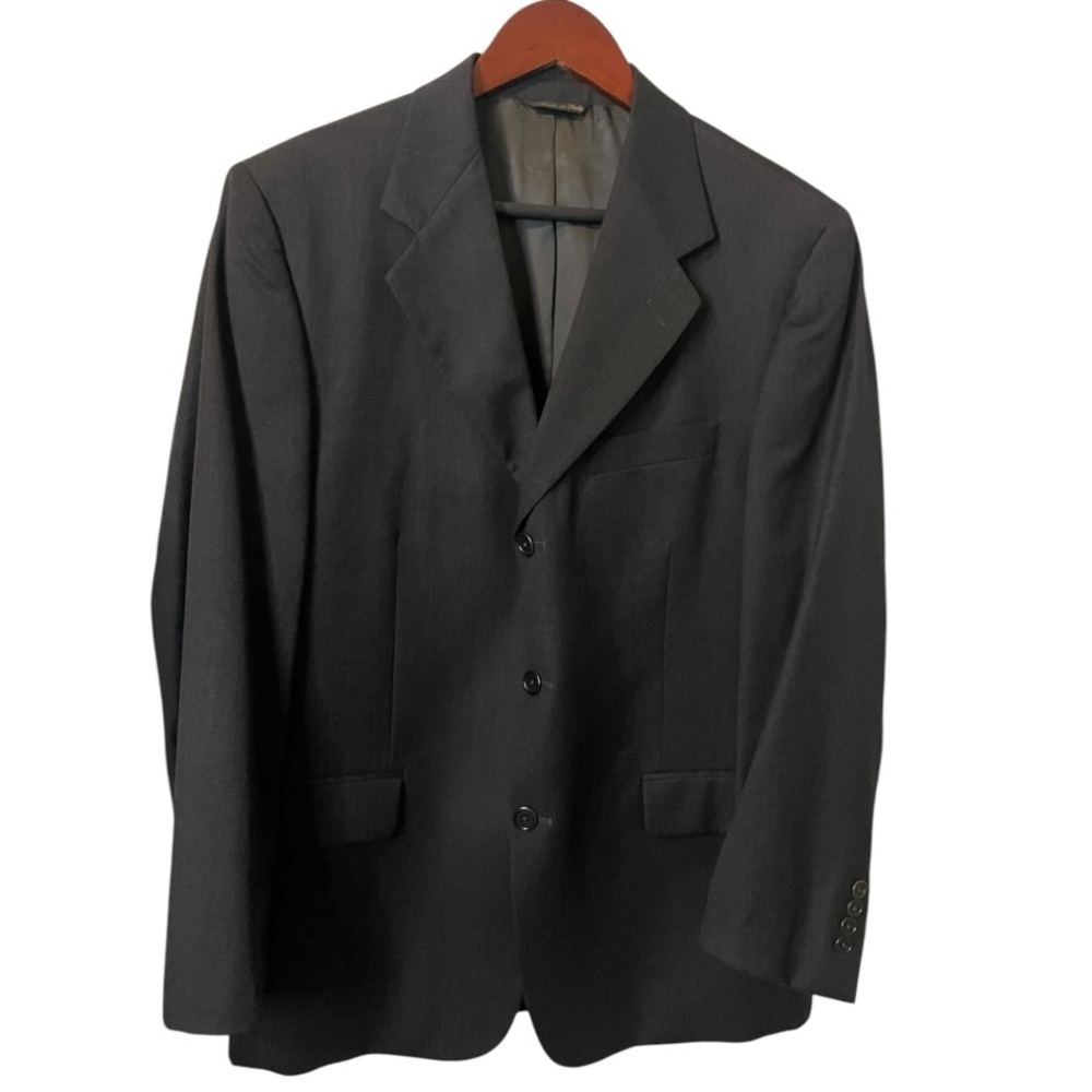 Roberto Villini Italy Charcoal Wool Suit 40S 34x29 Pleated Super 100 Men Classic - Picture 2 of 14